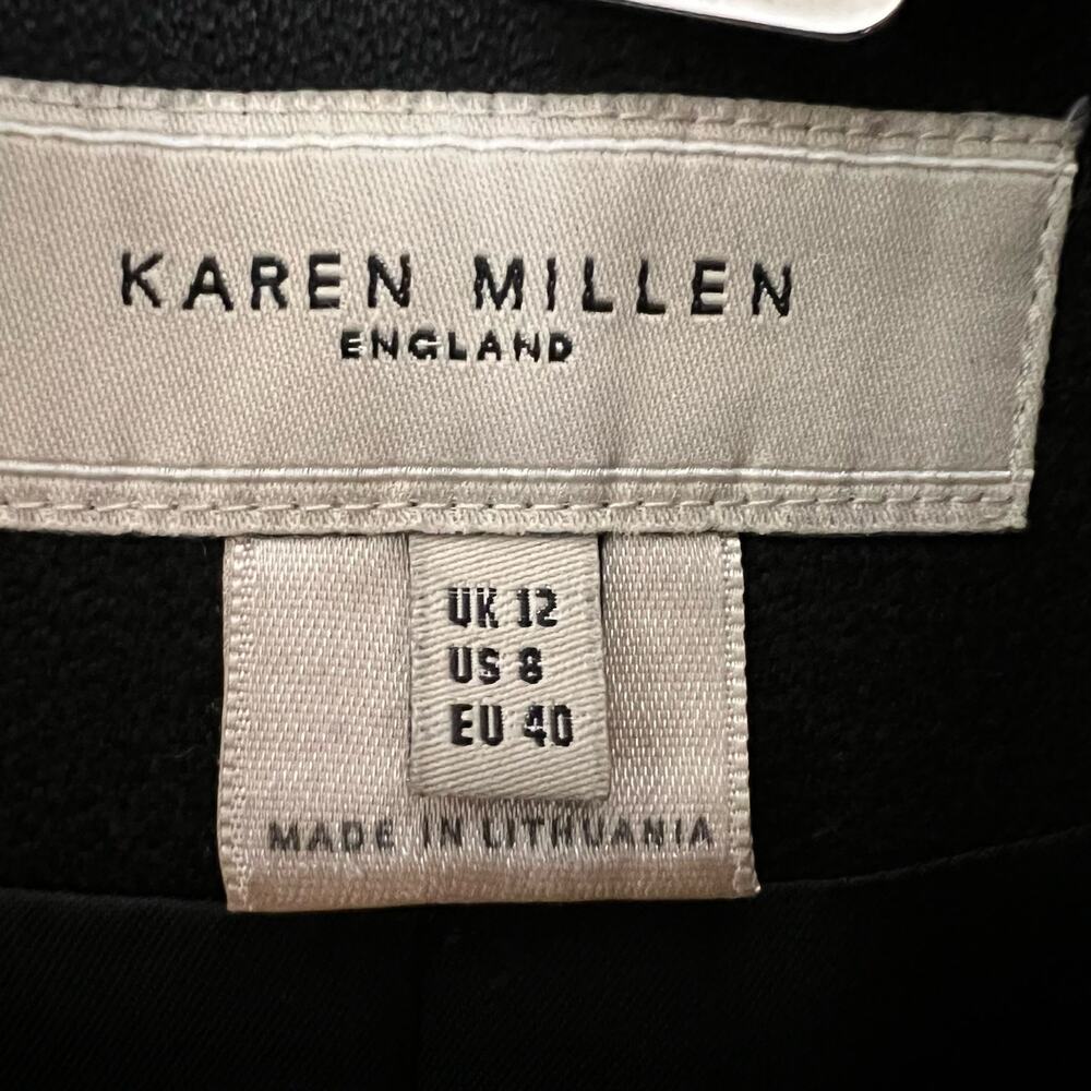 Karen Millen Black Wool Blend Single Breasted Belted Trench Coat Size 8 - Picture 8 of 10